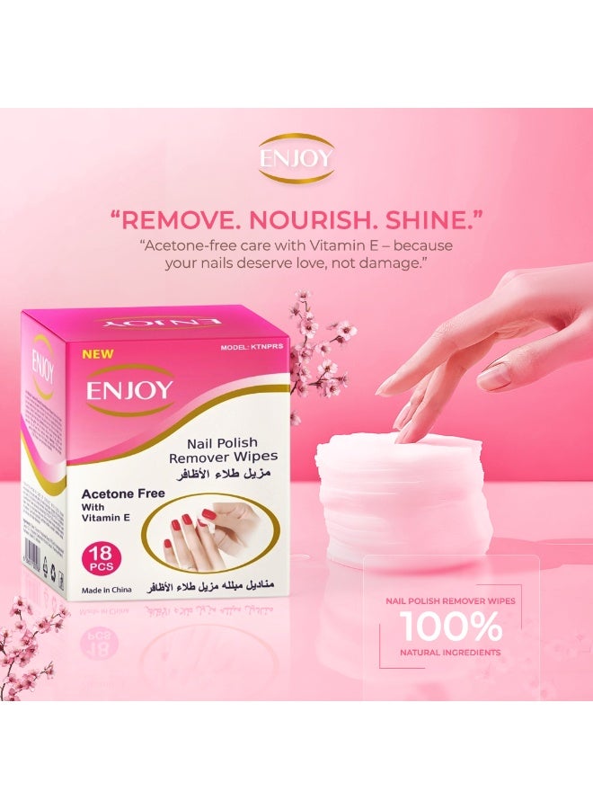 إنجوي مناديل مزيل طلاء الأظافر من إنچوي – 18 قطعة – خالية من الأسيتون مع فيتامين E – عناية لطيفة وسريعة – مغلفة بشكل فردي وسهلة الحمل - Image 5