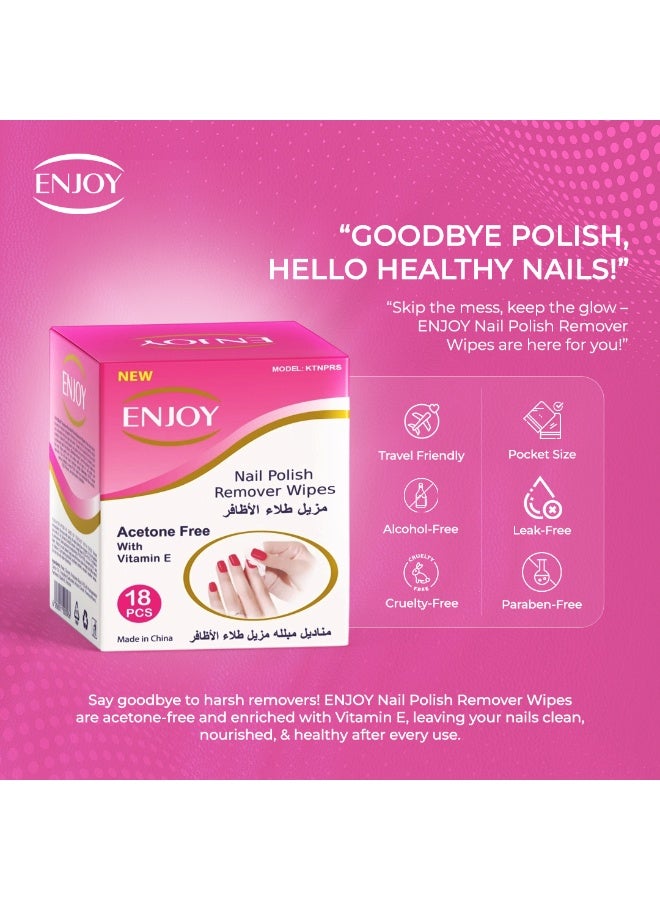 إنجوي مناديل مزيل طلاء الأظافر من إنچوي – 18 قطعة – خالية من الأسيتون مع فيتامين E – عناية لطيفة وسريعة – مغلفة بشكل فردي وسهلة الحمل - Image 3
