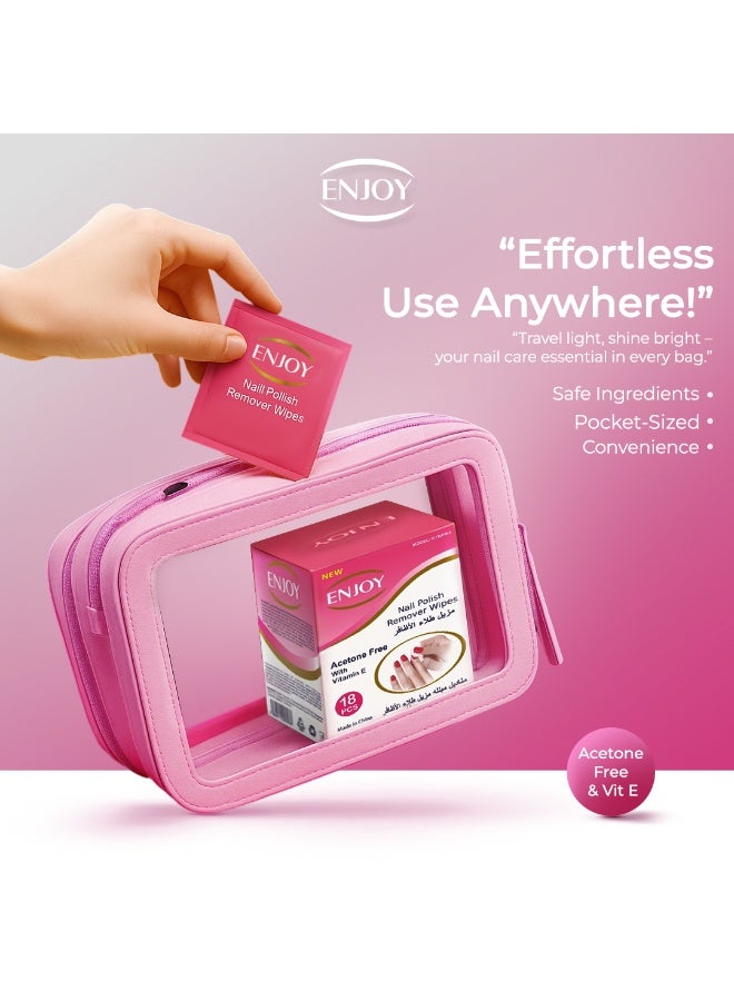 إنجوي مناديل مزيل طلاء الأظافر من إنچوي – 18 قطعة – خالية من الأسيتون مع فيتامين E – عناية لطيفة وسريعة – مغلفة بشكل فردي وسهلة الحمل - Image 4