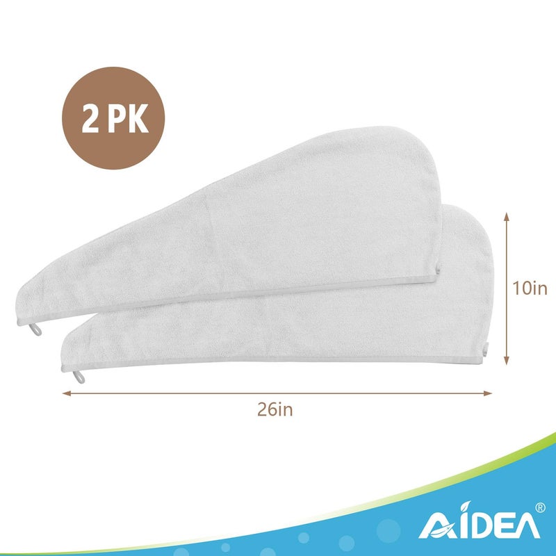 Aidea Microfiber Hair Towel Wrap  2 Pack Hair Turbans  Super Absorbent Quick Dry Hair Towel Wrap For All Hair Types Anti Frizz  26""?10""  Grey - Image 3