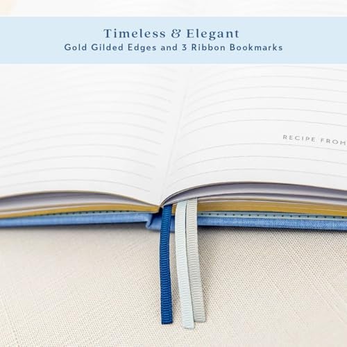 ELYN Recipe Book, Blank Cooking Notebook With 85 Recipe Pages, Ribbon Bookmarks & Index Pages, Spill-Proof & Hardcover Cookbook, (8.5" x 6"), Recipe Notebook to Write Your Own Recipes - Linen - Image 3