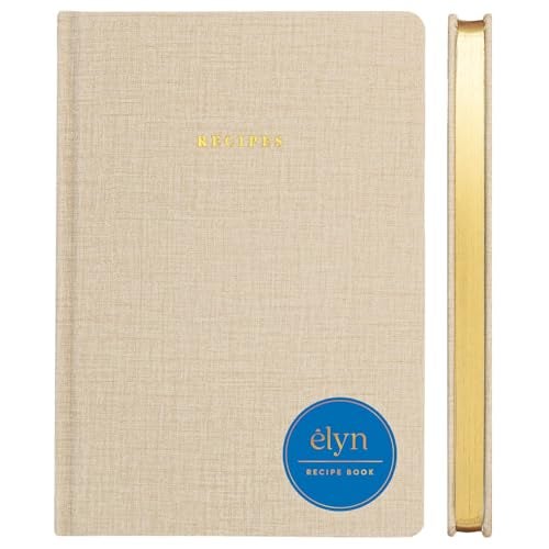 ELYN Recipe Book, Blank Cooking Notebook With 85 Recipe Pages, Ribbon Bookmarks & Index Pages, Spill-Proof & Hardcover Cookbook, (8.5" x 6"), Recipe Notebook to Write Your Own Recipes - Linen - Image 1