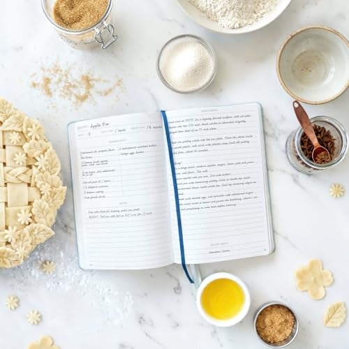 ELYN Recipe Book, Blank Cooking Notebook With 85 Recipe Pages, Ribbon Bookmarks & Index Pages, Spill-Proof & Hardcover Cookbook, (8.5" x 6"), Recipe Notebook to Write Your Own Recipes - Linen - Image 4