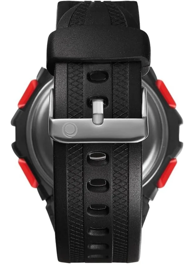 ASTRO Astro Kids Quartz Movement Watch, Digital Display and Polyurethane Strap - A22913-PPBBR, Black Red