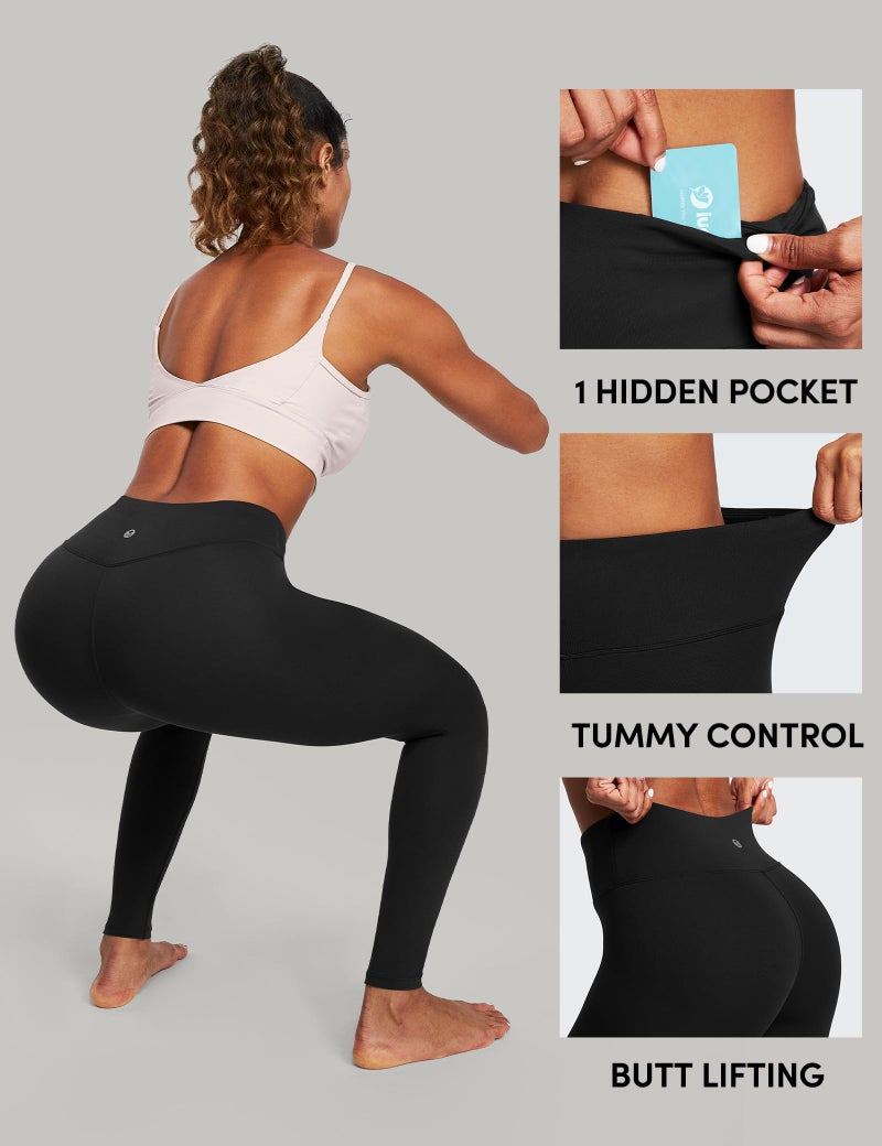 IUGA High Waisted Leggings for Women Running Workout Leggings with Inner Pocket Yoga Pants for Women Black - Image 5