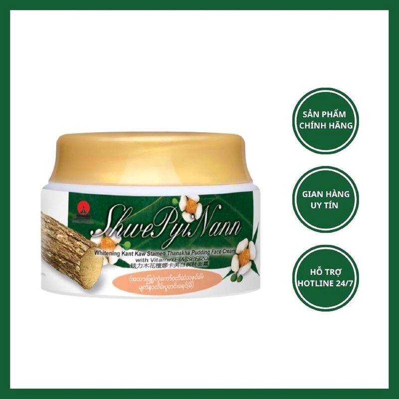 Hani Po Shwe Pyi Nann Whitening Thanakha Pudding Face Cream with Vitamin E SPF 20 Pack of 2  MyanmarKant Kaw stamenNatural Moisturizing sunblock for women  Natural cleansing for women  girl men  adults  Cream for women  girls  facial cream  body cream for women  girls - Image 5