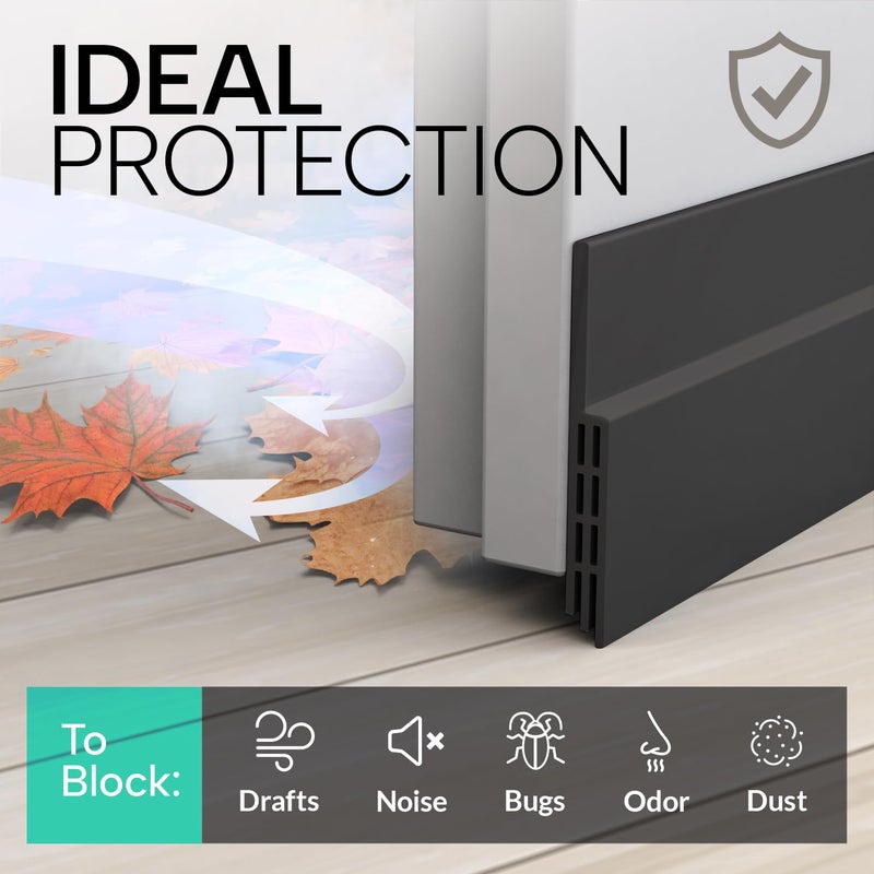 VellureÂ® Door Draft Stopper for Bottom of Door - Premium Door Sweep for Bottom of Door/Weather Stripping Door Seal (Save Energy â€“ installs Quickly and Easily) Door Strip (1, Black) - Image 3