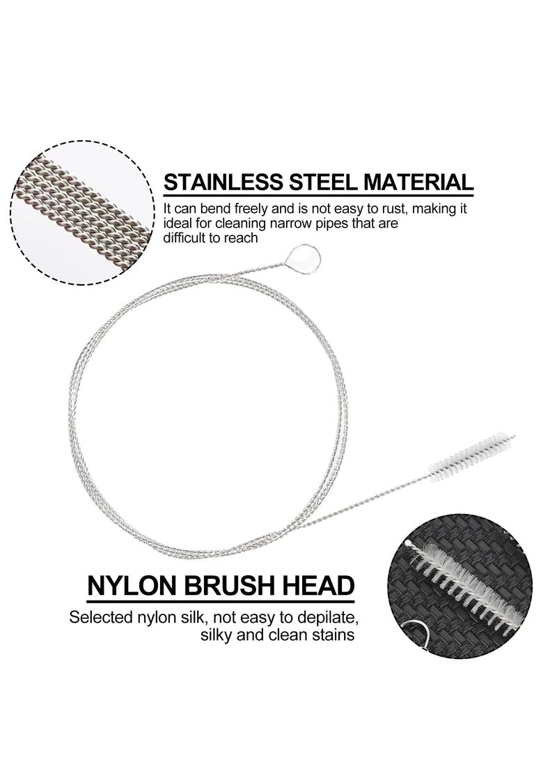1.5m Long Tube Cleaning Brush – Flexible Nylon Drain Cleaning Brush with Stainless Steel Wire for Feeding Tubes, Pipes, and Narrow Conduits (White) - Image 2