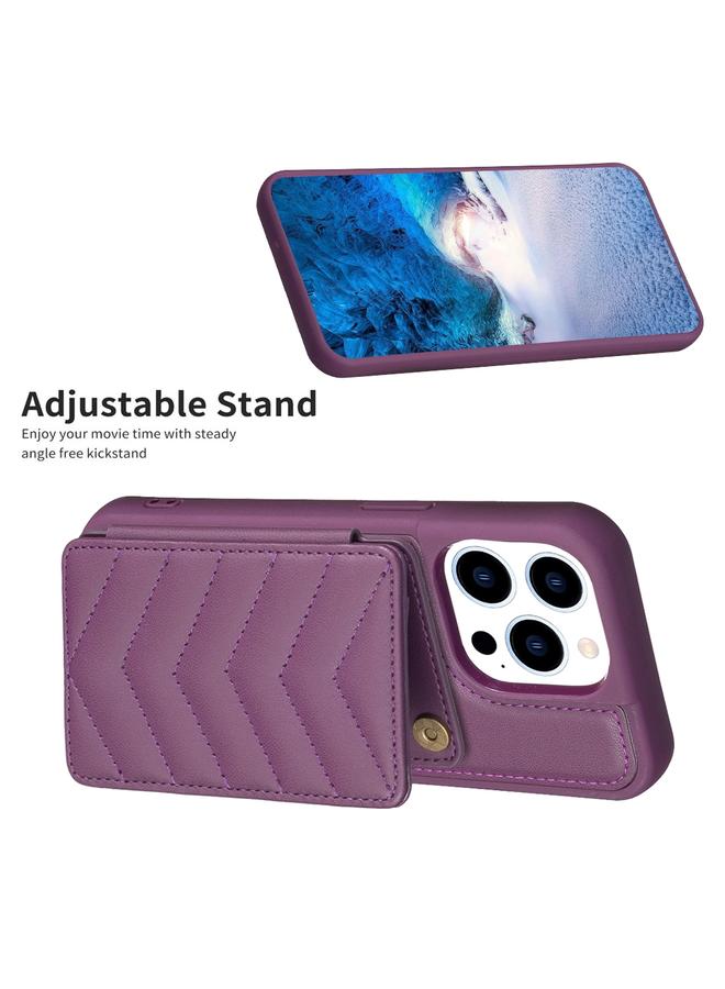 Zaboon Case For iPhone 13 Pro Max BF26 Wave Pattern Card Bag Holder Phone Case - Image 5