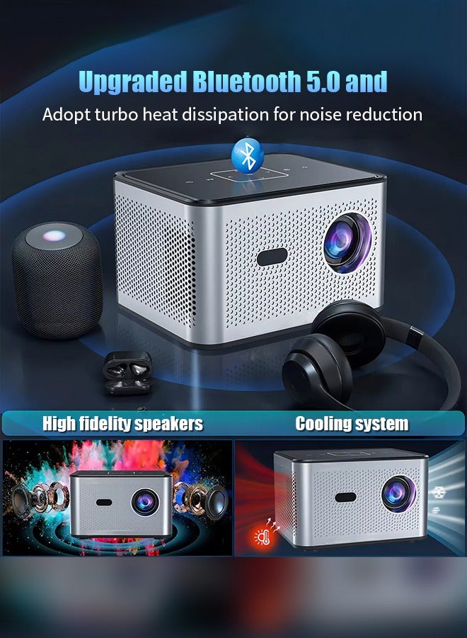 [تركيز كهربائي وتصحيح الانحراف] جهاز عرض احترافي بدقة 4K يعمل بنظام أندرويد 10 HD 14000 لومن 2 جيجا بايت رام + 16 جيجا بايت روم بلوتوث 5.0 واي فاي 5G/2.4G صوت عالي الدقة مع منفذ Rj45