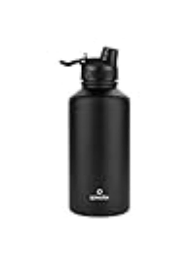 Speedex Vacuum Insulated Stainless Steel Water Bottle 2 Litre (2000ml / 2L / 2 Ltr) with 2-in-1 Lid (Straw & Spout), Hot & Cold Leakproof Thermosteel Travel Flask for Gym & Outdoor (Black) - Image 1