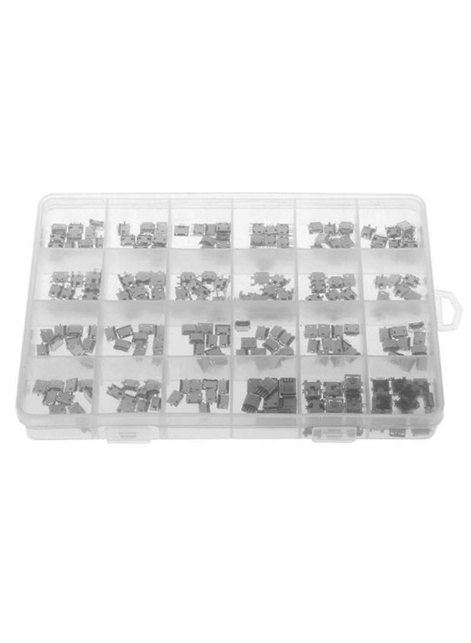240-Piece Micro USB Charging Connector Pin Female SMT Socket Jack Set With Box Silver - Image 1