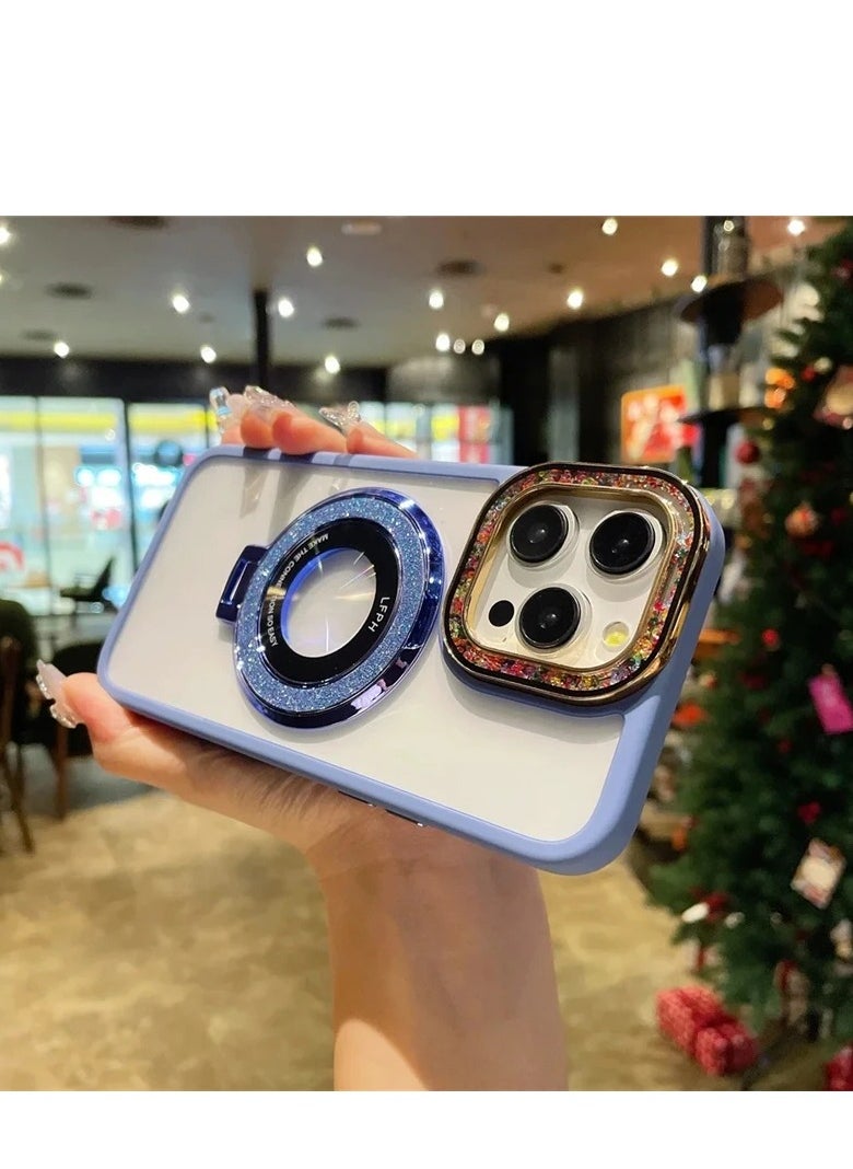 Generic - Luxurious iPhone 15 pro max cover Superior stand phone case with multi tiny color stones with stand - Image 1