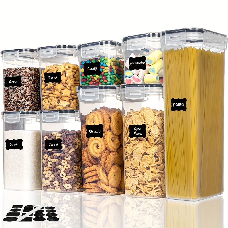 5/9pcs Airtight Food Storage Containers Set with Lids, Plastic Dry Food Containers for Kitchen Pantry Organization and Storage, Dishwasher Safe,Include Labels, Marking Pen - Image 5