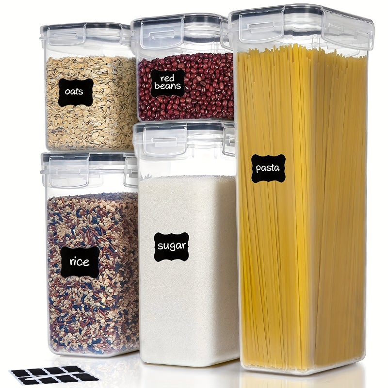 5/9pcs Airtight Food Storage Containers Set with Lids, Plastic Dry Food Containers for Kitchen Pantry Organization and Storage, Dishwasher Safe,Include Labels, Marking Pen - Image 1