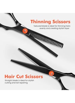 Ru syanl Hair Cutting Scissors Kit All-in-1 Set of Hair Cutting Scissors Professional Hair Shears Thinning Scissor Hair Comb Neck Duster in Leather Bag Haircut Scissor Kit  - Image 3