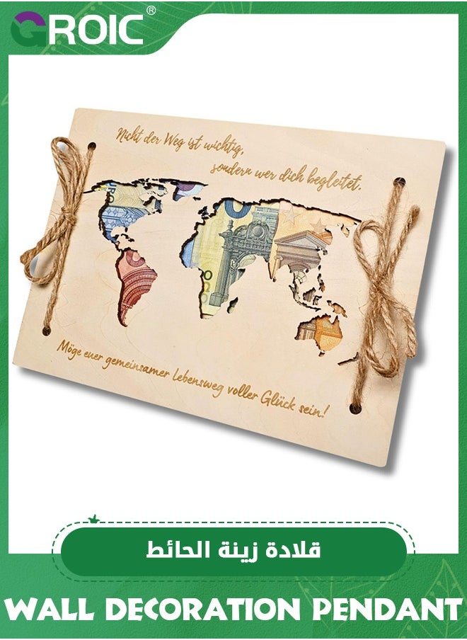 GROIC Wooden Money Holder for Cash,Fun Money Gift Cash Holder,Map Money Display Case,Paper Money Holders,Currency Ticket Protector,Paper Money Frame for Bill Collectors  - Image 1
