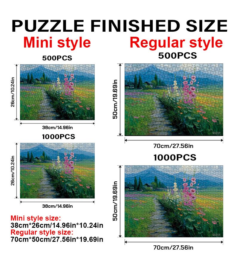 لغز مكون من 500 قطعة، مشهد طريق الزهور، مقاس 38 × 26 سم، هدية للميلاد وعيد الأم. - Image 2