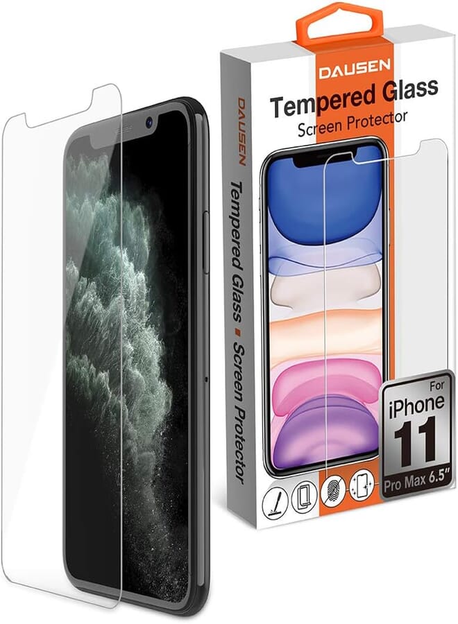 Dausen [Dopamine] 9H/HD Tempered Glass Screen Protector for iPhone 11 Pro Max (6.5"), thin and durable, full protection, anti-scratch, ultra clarity display, Nano surface smooth touch design