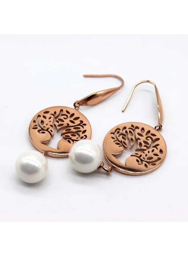 لي كوبر أقراط نسائية من لي كوبر مطلية بالذهب الوردي من الفولاذ المقاوم للصدأ