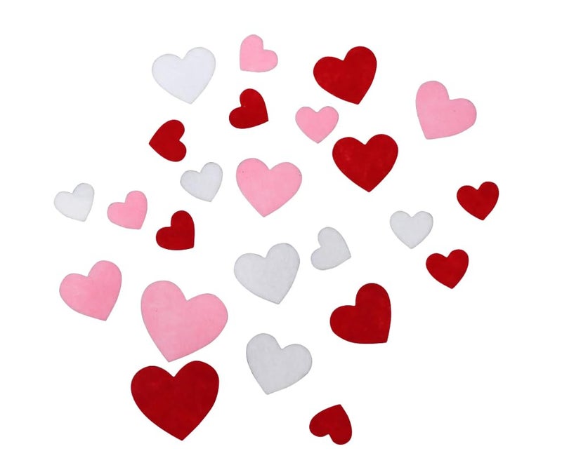 Daisy Crafts Heart Shaped Valentine Themed Felt Mini Sticker Set - Red  White  And Pink - 100 Piece - Image 2