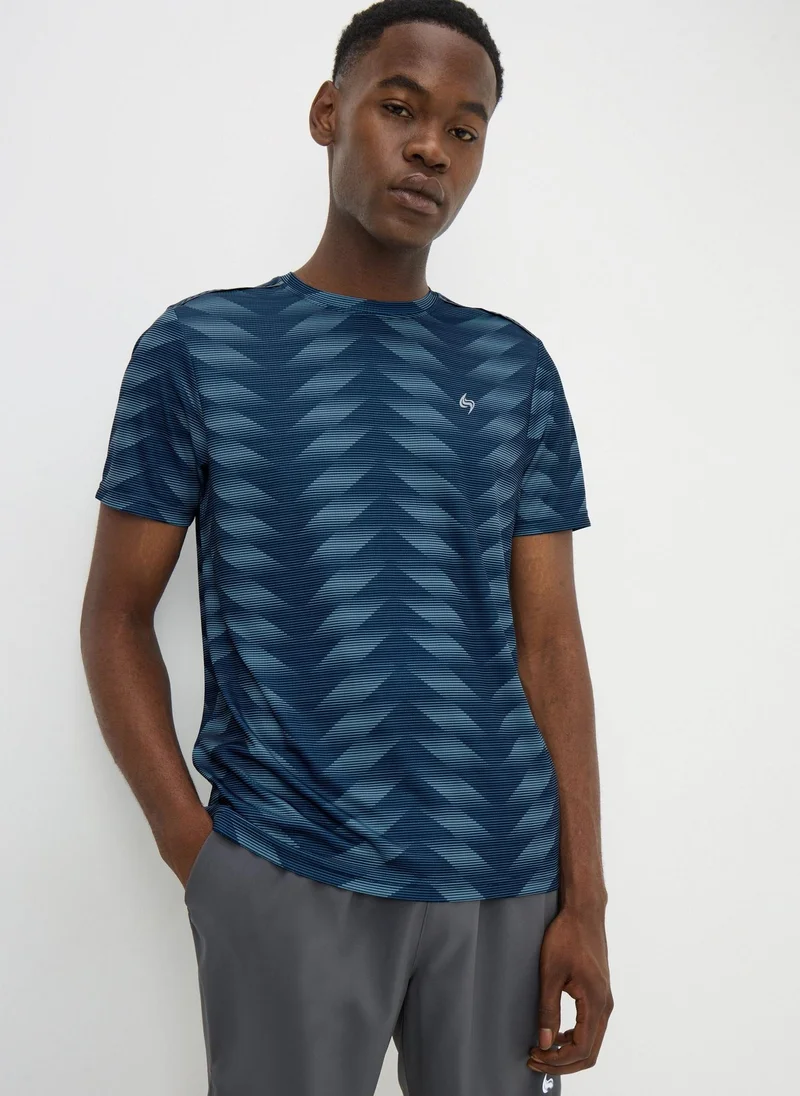 Matalan Souluxe Navy Geometric T-Shirt