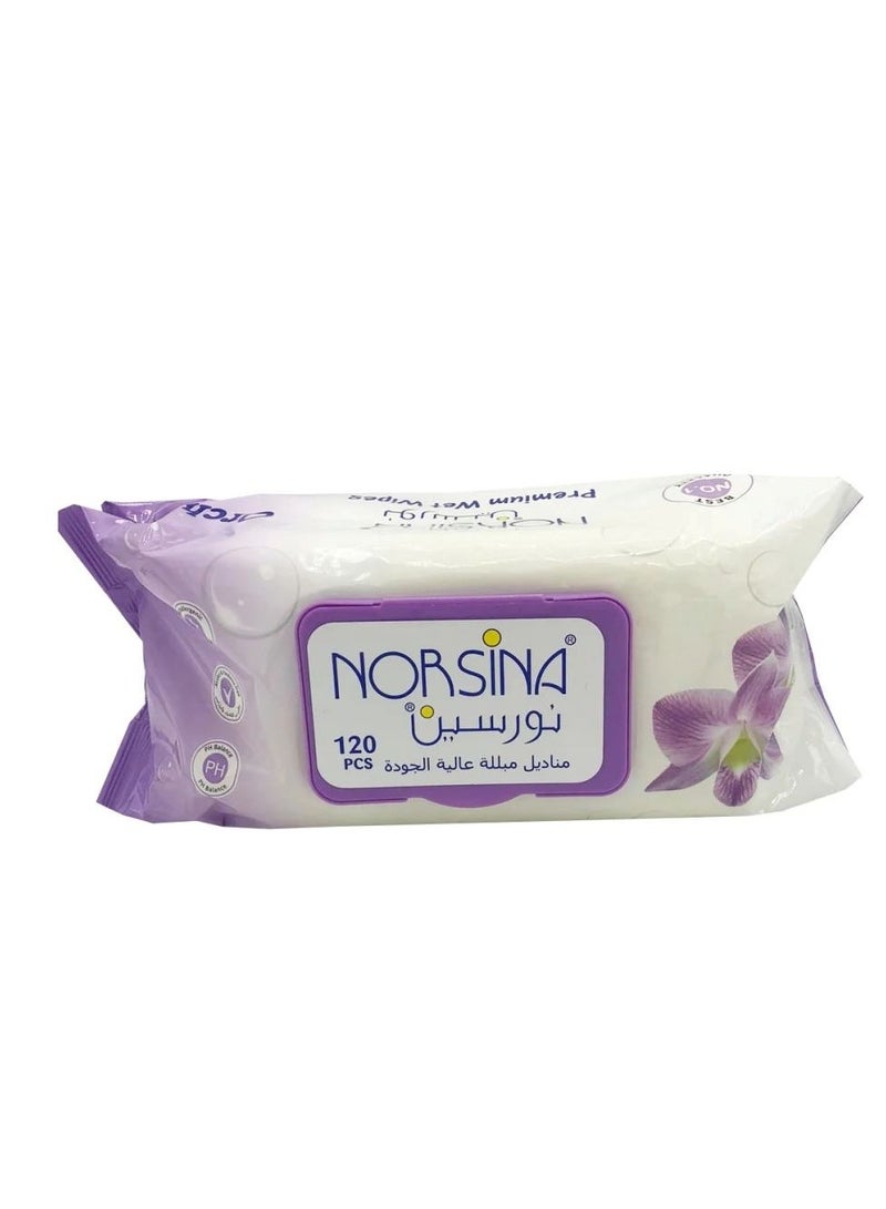 Norsina Orchid and Aloe Vera Wet Wipes from Norseen, 120 wipes x 2 pieces - Image 2