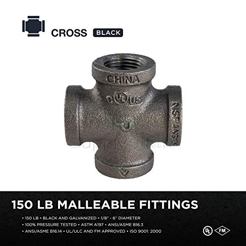 SUPPLYGIANT SUPPLY GIANT CNDS0300 Black Malleable Cross Fitting, 1", 1 - Image 4