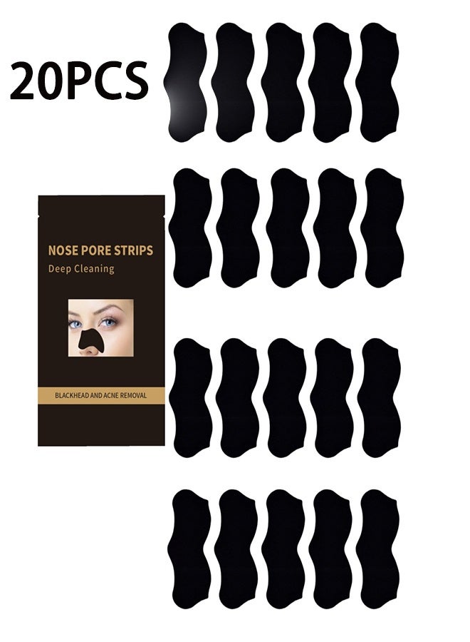 ROSOTENA 20 Pcs Remove Blackhead Strip Bamboo Charcoal Clean Blackhead Pore Strip black - Image 1