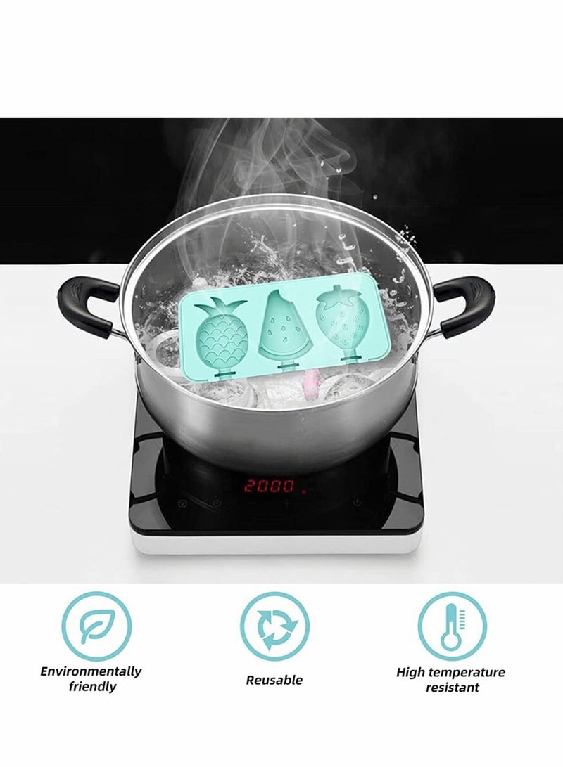 SYOSI 2 Pack Silicone Popsicle Molds, Reusable Easy Release Food Grade Popsicle Maker Molds, Pop Molds with Lid and 5 Reusable Plastic Sticks for DIY Homemade Ice Cream Molds (Pink + Blue) - Image 4