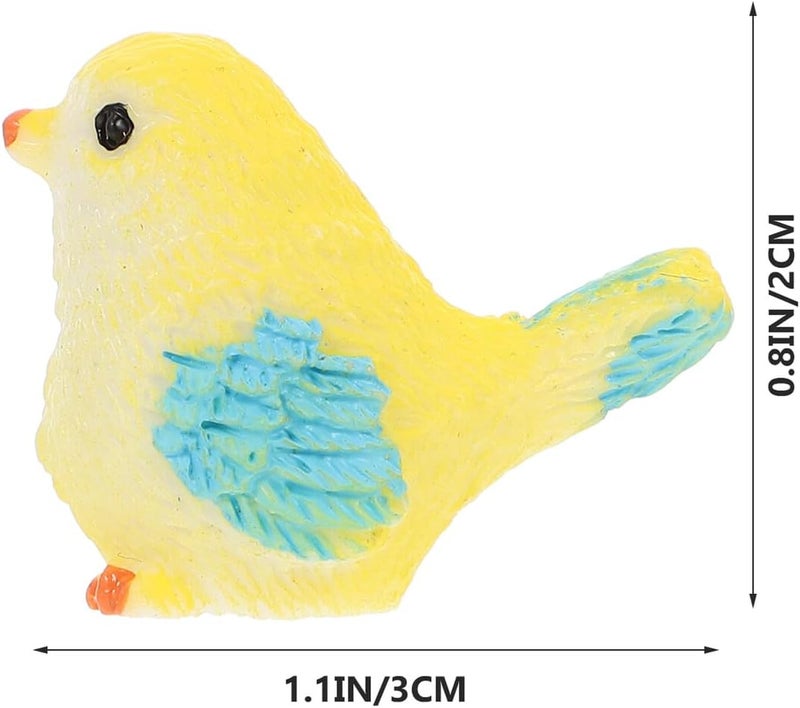 jojofuny 10pcs Resin Craft Bird Decor Miniature Simulation Birds Ornaments for Garden Micro-Landscape Succulent Plant Decorations Yellow and Blue Twisting Head Designs - Image 2