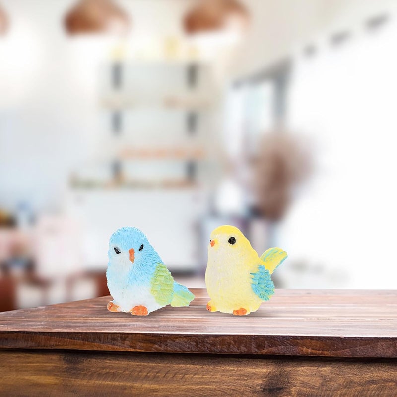 jojofuny 10pcs Resin Craft Bird Decor Miniature Simulation Birds Ornaments for Garden Micro-Landscape Succulent Plant Decorations Yellow and Blue Twisting Head Designs - Image 5
