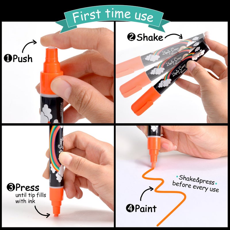 AGPTEK® Fluorescent Marker Pen 8 Colors/set for LED Writing Menu Board - Image 5