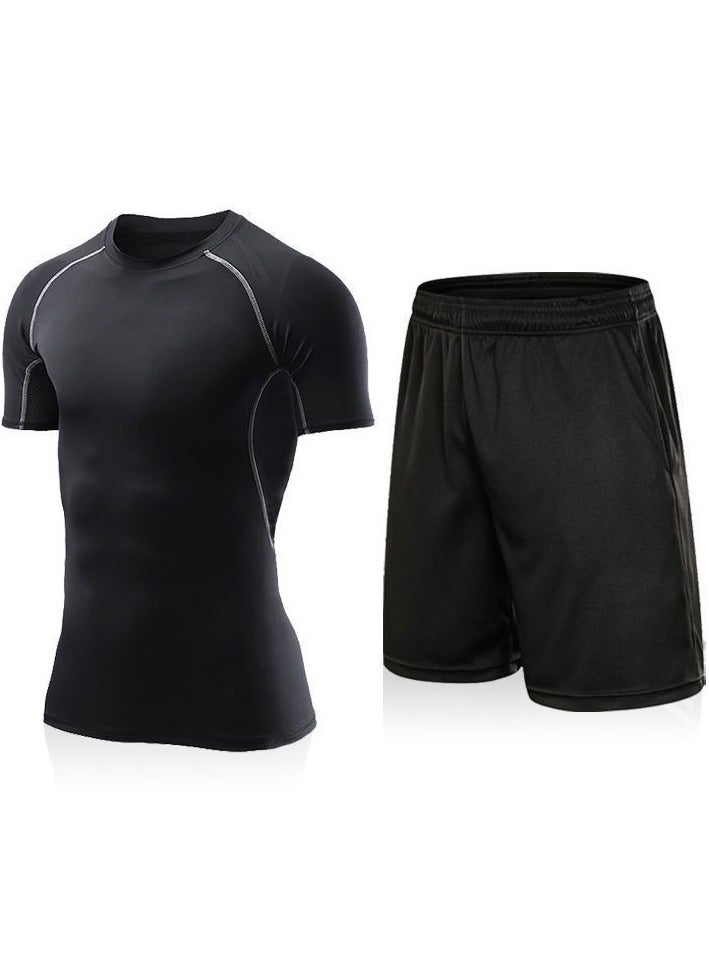 Men Compression Workout Suit Tights Shorts Workout Fitness Tracksiuts Sportswear Sets Outdoor Running Compression Suit - Image 2