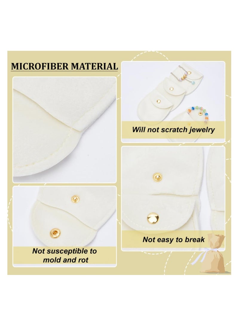SYOSI 24 Pcs Velvet Jewelry Pouches with Snap Button Cornsilk Color Storage Bags Luxury Gift Bag for Candy and Necklace Bracelet Packing 3.27x3.03In - Image 5