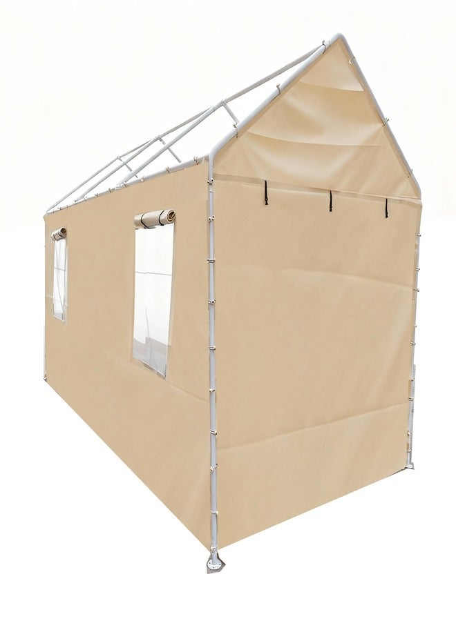Rutile 10x20 Carport Replacement Sidewall, 180G PE Waterproof & UV Protected Sidewall Cover (Beige, Sidewall Panel with Mesh Windows) - Image 2