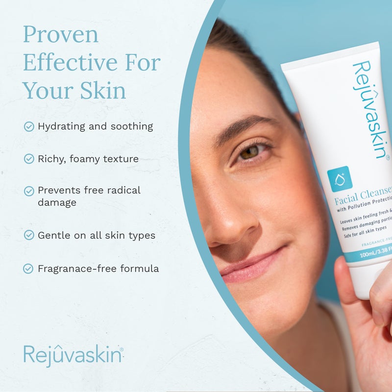 Rejuvaskin Facial Cleanser With Exo P Gently Cleanses Refreshes Hydrates Skin Protects Against Pollution Induced Damage Reduces Irritation Dryness Premature Aging 6 Oz - Image 3