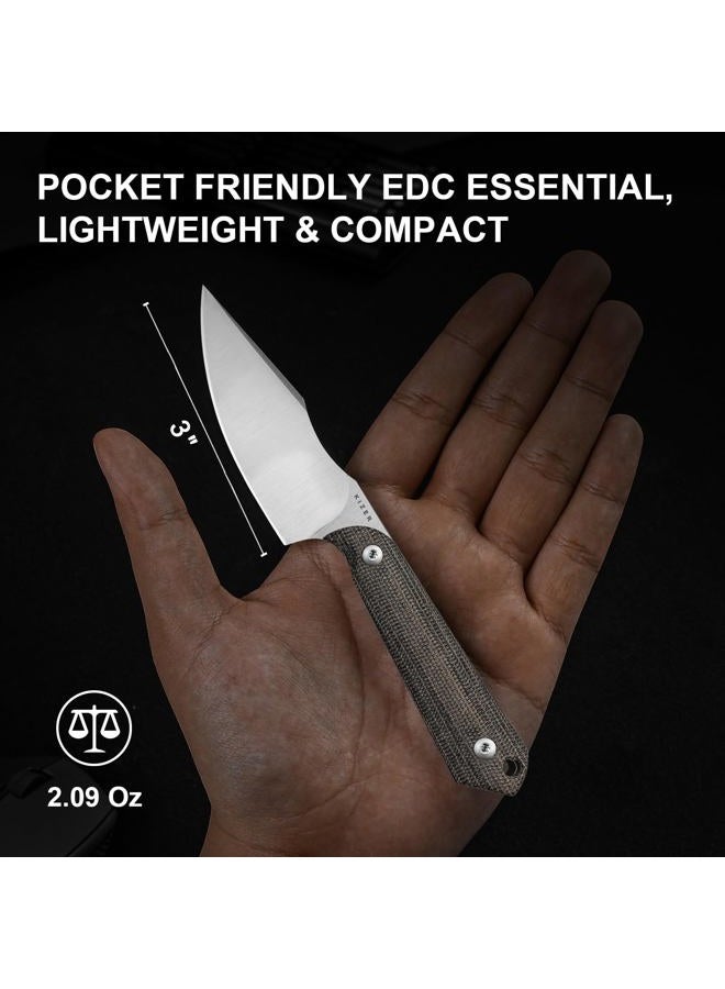 KIZER Mini Harpoon Fixed Blade Knife with Sheath, AEB-L Blade Hunting Knife with Micarta Handle, Camping Fixed Blade Small EDC knives for Hiking, Survival 1040SM2 - Image 2
