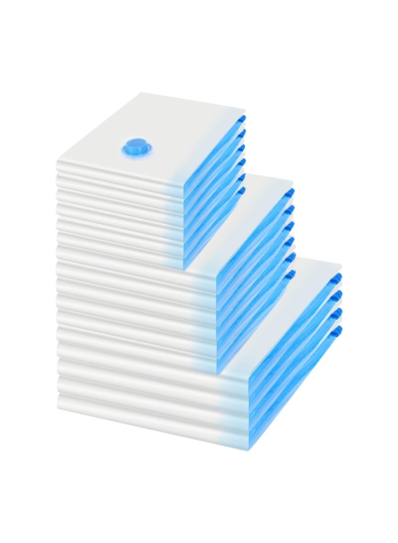 Beauenty Vacuum Storage Bags Set, Three Size Reusable Travel Compression Bags with Hand Pump for Packing (16 Set,6 Small+6 Medium+4 Large)