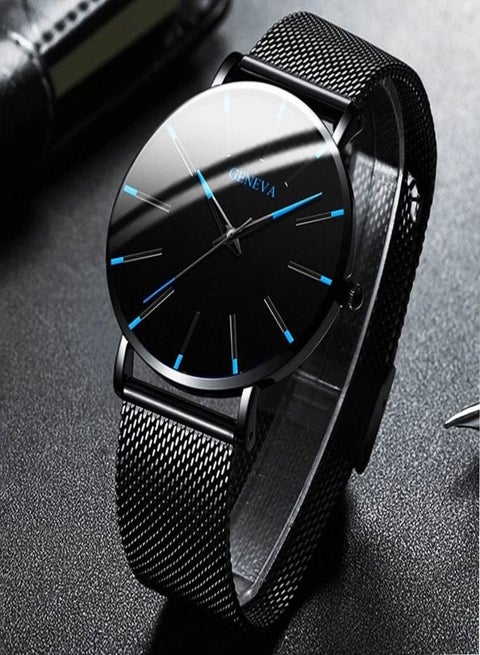 Round pointer geneva watch for men