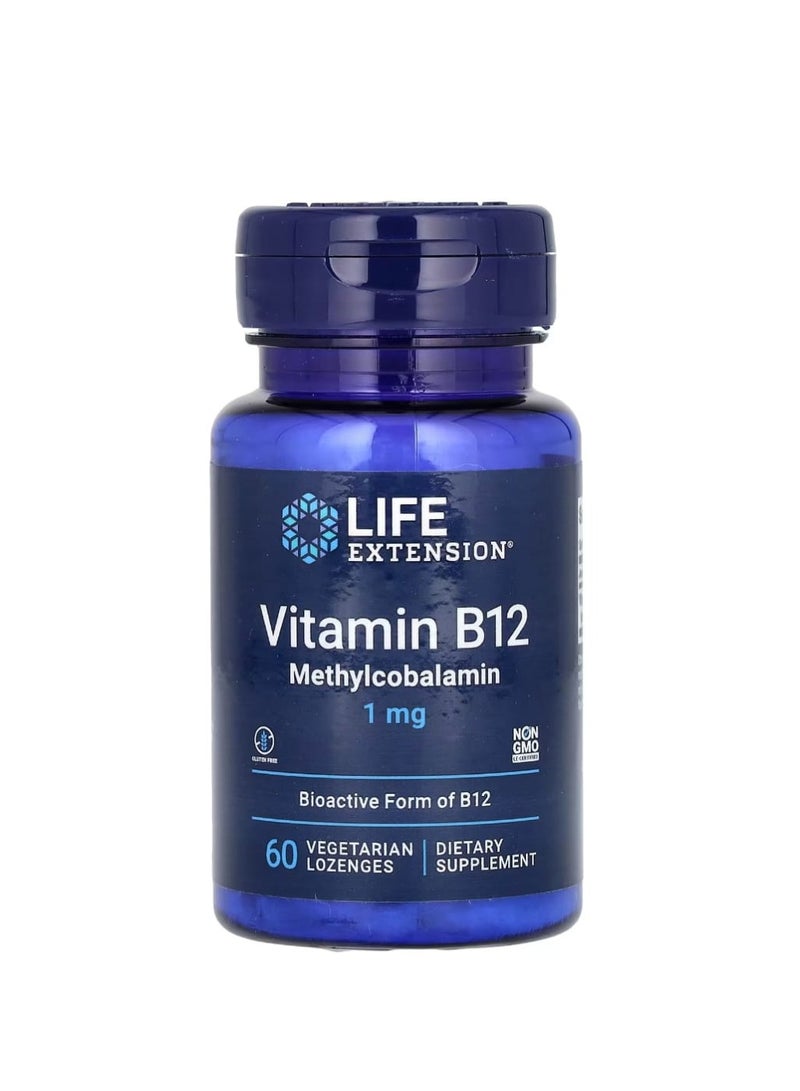 Life Extension Vitamin B12 Methylcobalamin 1 mg 60 Vegetarian Lozenges - Image 1