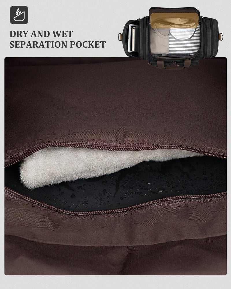 Gonex Canvas Duffle Bag for Travel, Expandable Water Resistant 60L Carry on Duffel Overnight Weekender Gym Bag with Wet Dry Separation Pocket & Suitcase Handle Sleeve, Dark Grey - Image 3