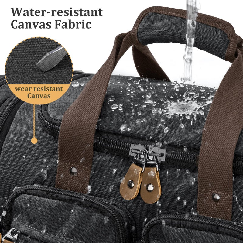 Gonex Canvas Duffle Bag for Travel, Expandable Water Resistant 60L Carry on Duffel Overnight Weekender Gym Bag with Wet Dry Separation Pocket & Suitcase Handle Sleeve, Dark Grey - Image 2