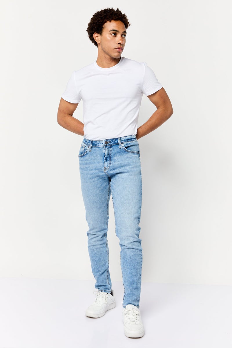 Celio Men Skinny Fit Washed Denim Jean, Light Blue - Image 2