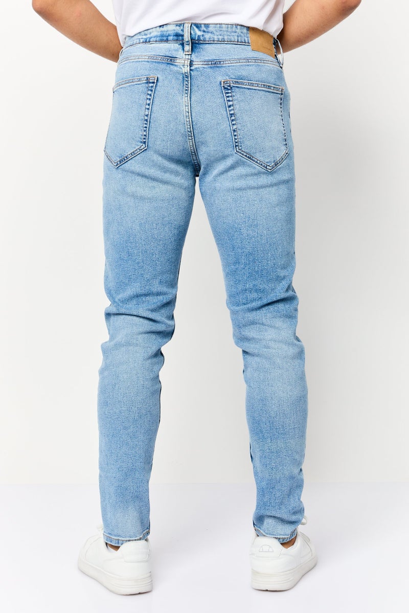 Celio Men Skinny Fit Washed Denim Jean, Light Blue - Image 4