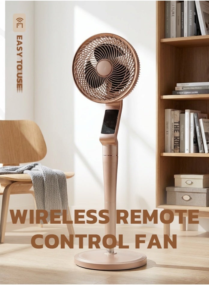 Vmax 12 Inches 9-Speed Luxury Pedestal Fan with Wireless Remote – 70° Automatic Oscillation, Ultra-Quiet Copper Motor & Smart Timer – Rose Gold High-Velocity Air Circulator - Image 3