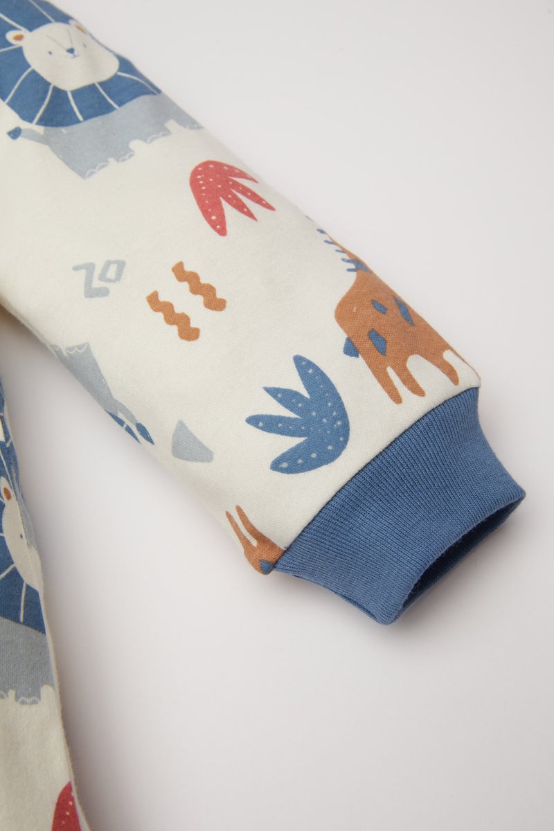 DeFacto Baby Boy Newborn Safari Patterned Long Sleeve Jumpsuit  - Image 5