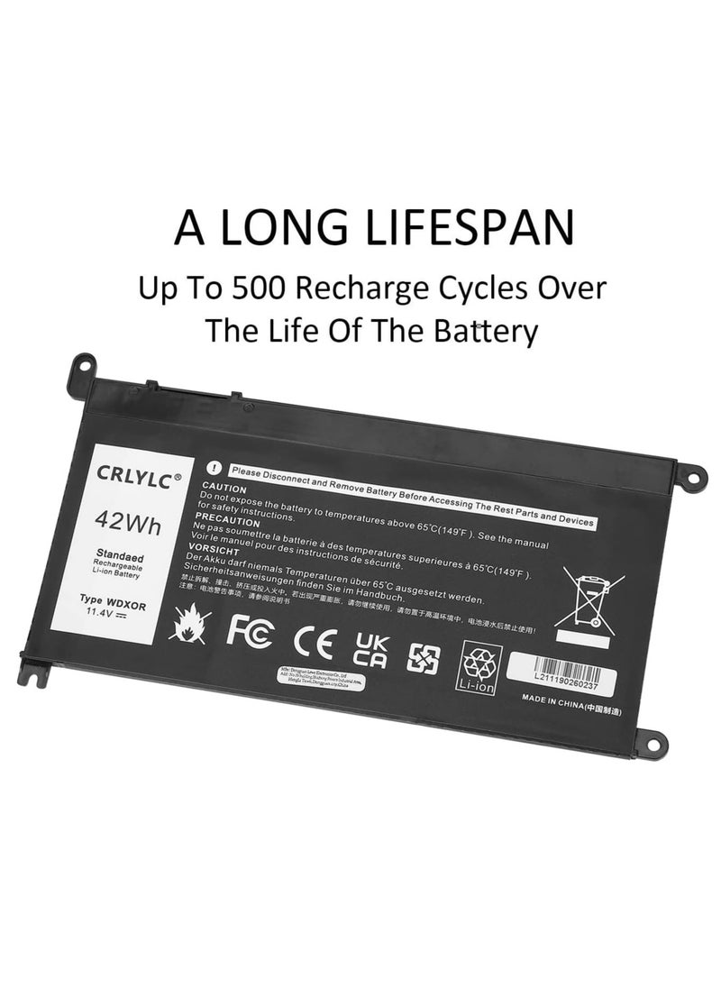 Generic - WDX0R Laptop Battery for Dell Inspiron 15 5570 7579 5565 5567 5568 5578 5368 7560 7569 7570 13 5378 7378 7368 14 5488 2 74 77 17 5770 5765 5584 Latitude 3190 Vostro 5481 5581 CrliLk 11.4V - Image 1