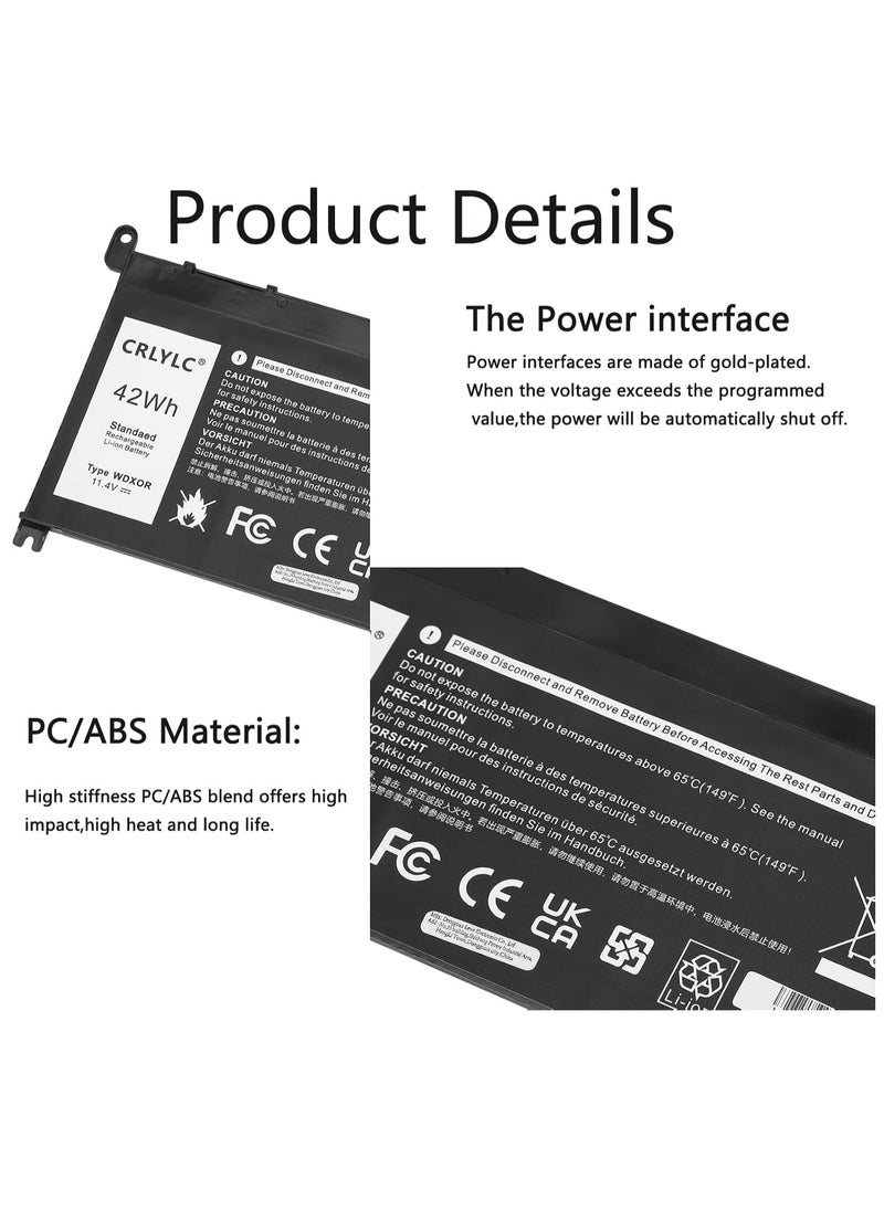 Generic - WDX0R Laptop Battery for Dell Inspiron 15 5570 7579 5565 5567 5568 5578 5368 7560 7569 7570 13 5378 7378 7368 14 5488 2 74 77 17 5770 5765 5584 Latitude 3190 Vostro 5481 5581 CrliLk 11.4V - Image 1