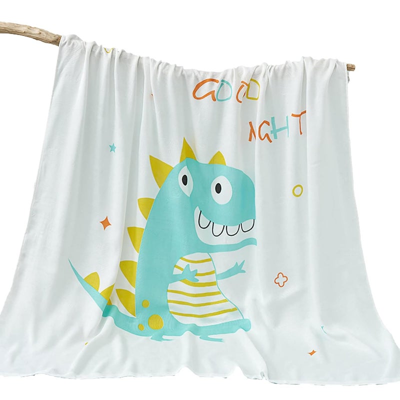 BEMBIKA Bamboo Muslin Blanket Baby 110X110 Cm Stroller Blanket Receiving Blanket for Newborn Unisex Baby (Little Dinosaur) - Image 1